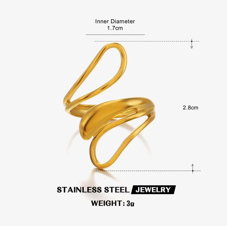 Freeform Wrap Wave Ring — Gold