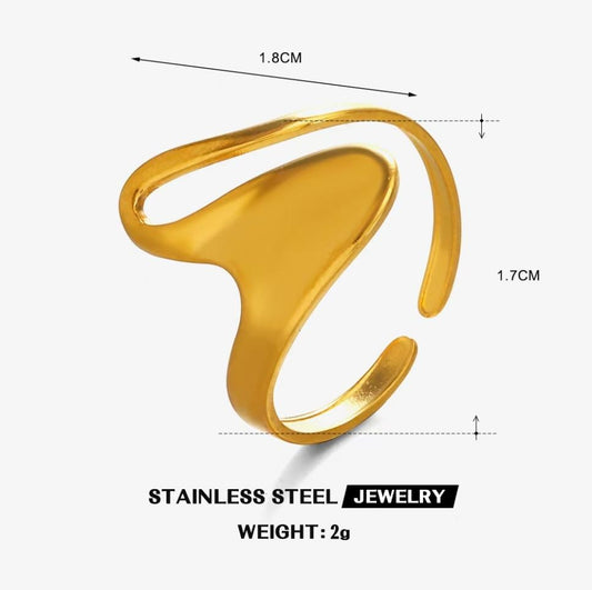 Sculpted Pebble Open Bypass Ring — Gold