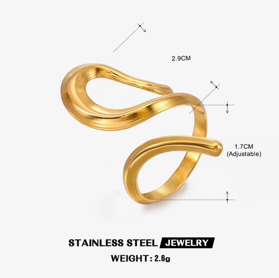 Liquid Swirl Wrap Ring — Gold