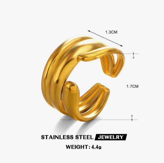 Triple-Band Stacked Dome Ring — Gold