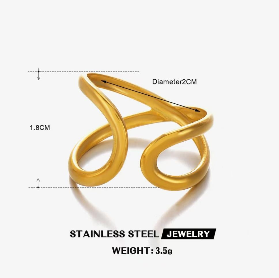 Double-Loop Open Wrap Ring — Gold