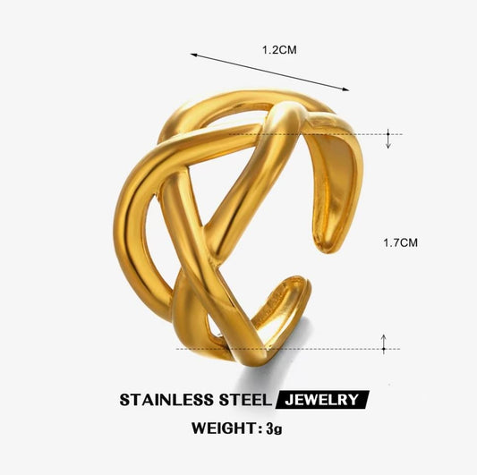Woven Celtic Knot Open Ring — Gold