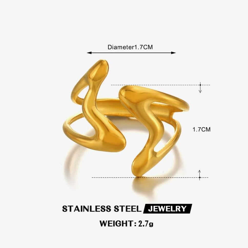 Abstract Squiggle Open Ring — Gold