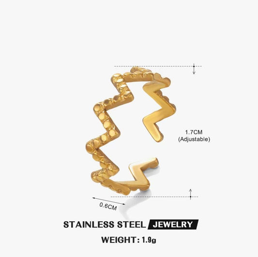 Heartbeat Pulse Wave Ring — Gold