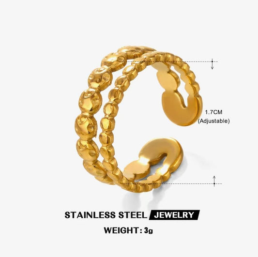 Double Beaded Pebble Ring — Gold