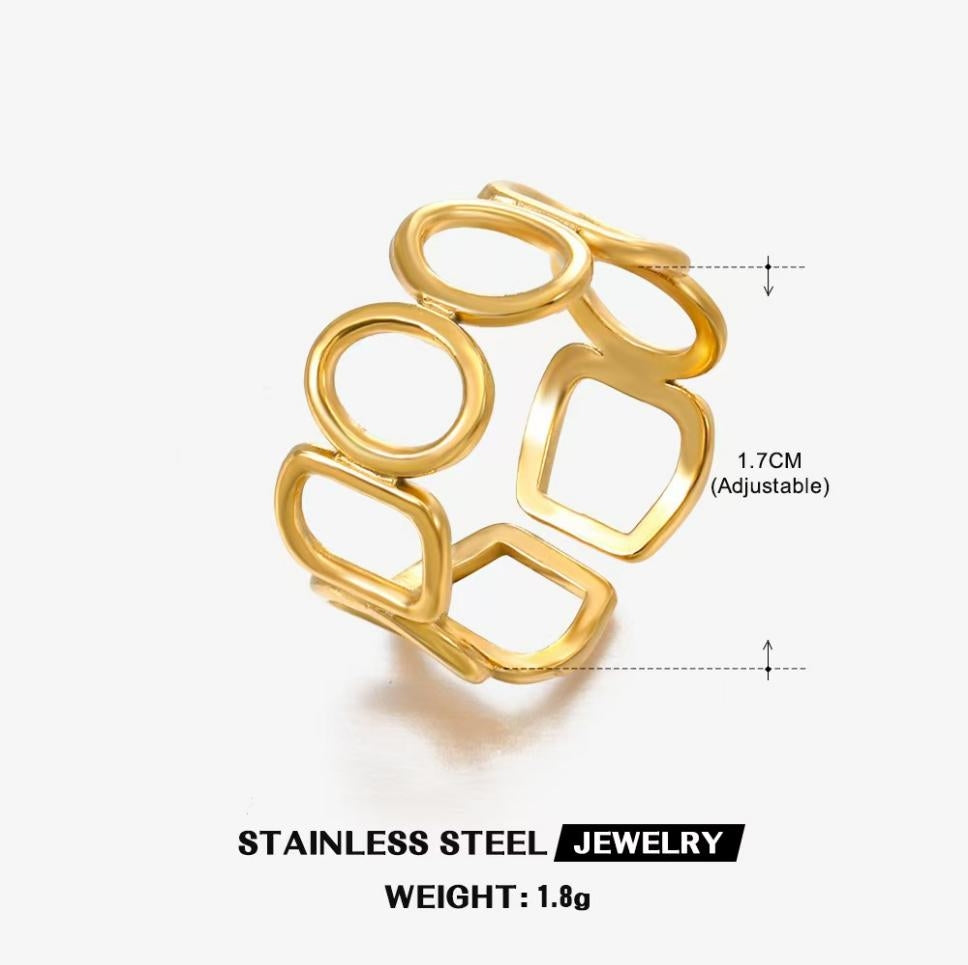 Geometric Cutout Mosaic Ring — Gold