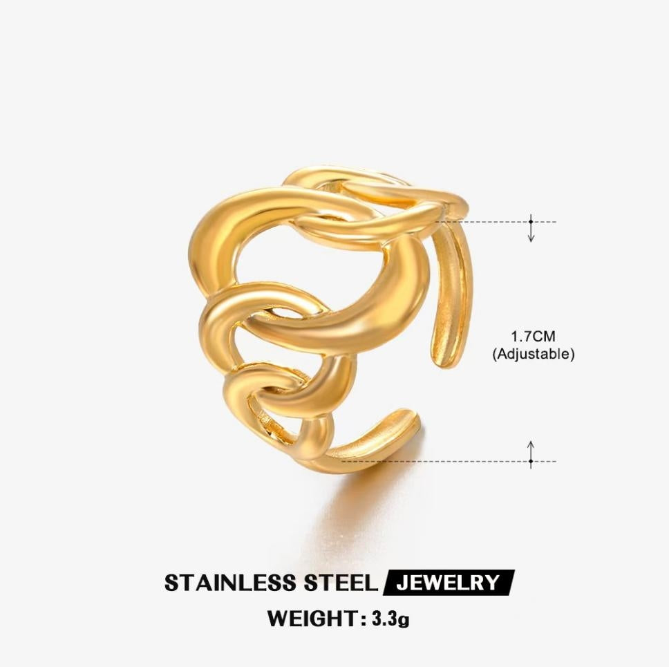 Chunky Curb Chain Link Ring — Gold