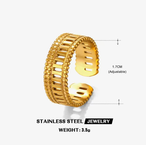 Beaded Ladder Band Ring — Gold