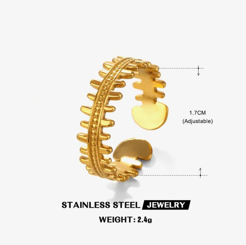 Beaded Spine Comb Ring — Gold