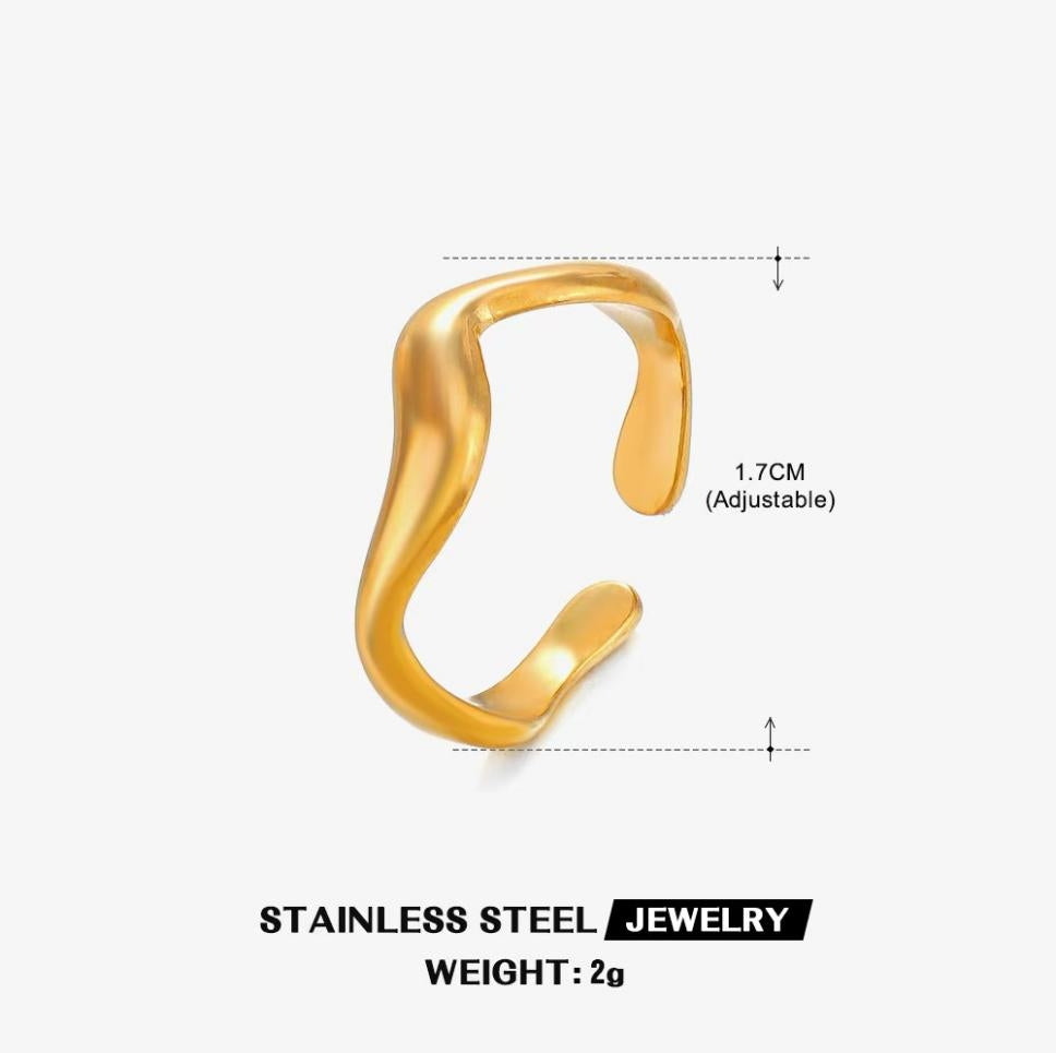 Molten Wave Open Band Ring — Gold