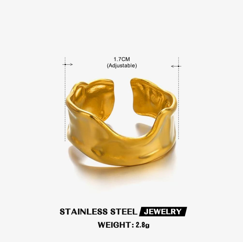 Crinkled Foil Open Ring — Gold
