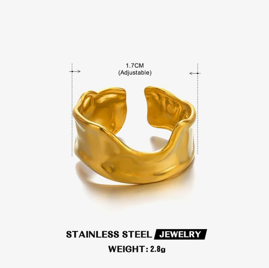 Crinkled Foil Open Ring — Gold