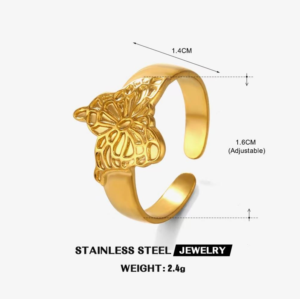 Filigree Butterfly Wing Ring — Gold