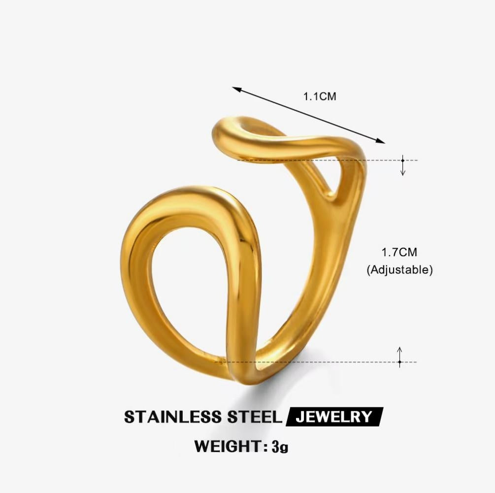 Freeform Double Loop Open Ring — Gold