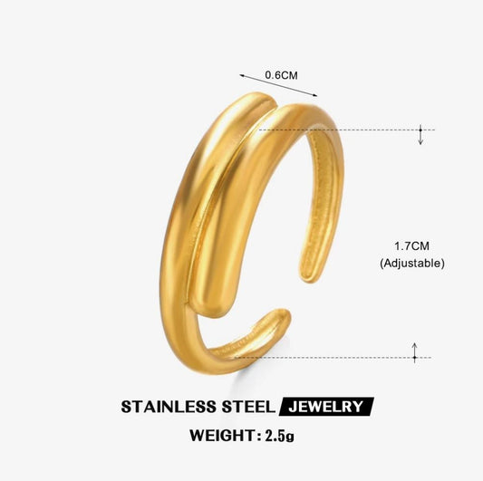 Double Line Stacked Open Ring — Gold