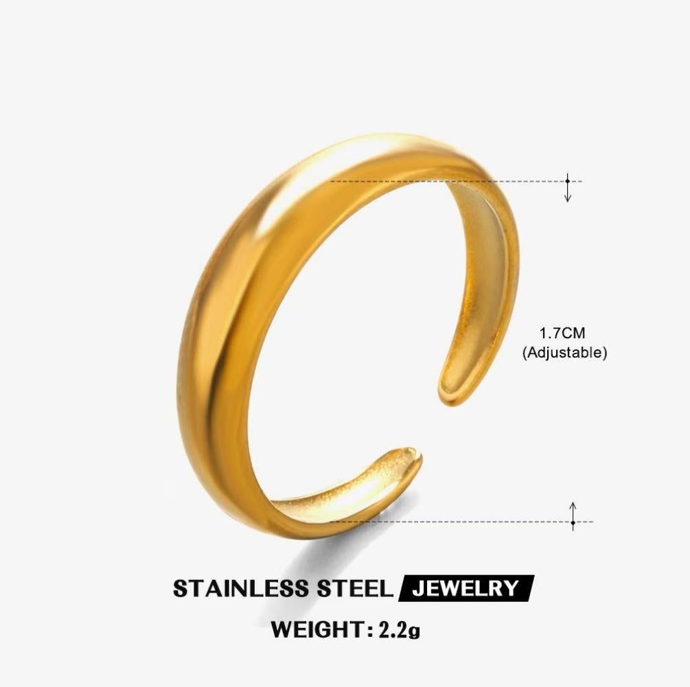 Smooth Domed Minimalist Open Ring — Gold