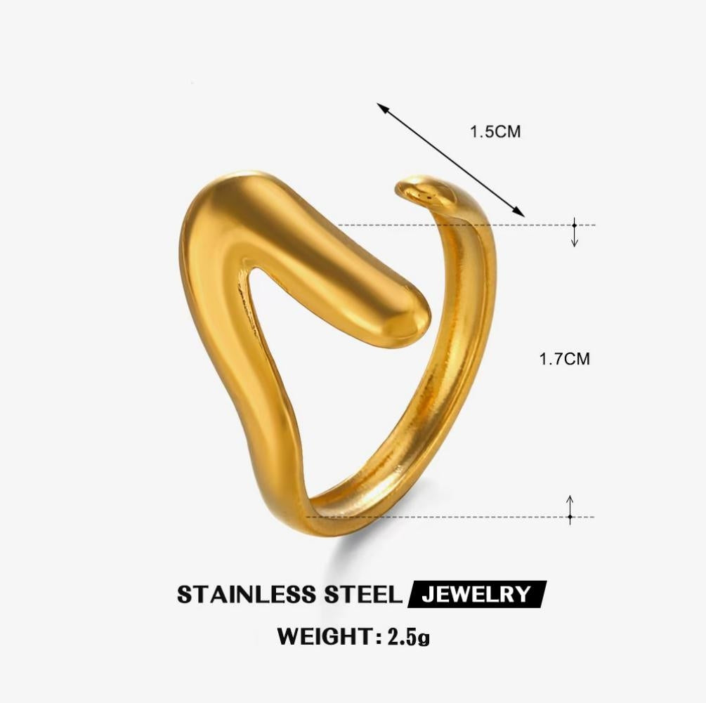 Chunky Liquid Wave Open Ring — Gold