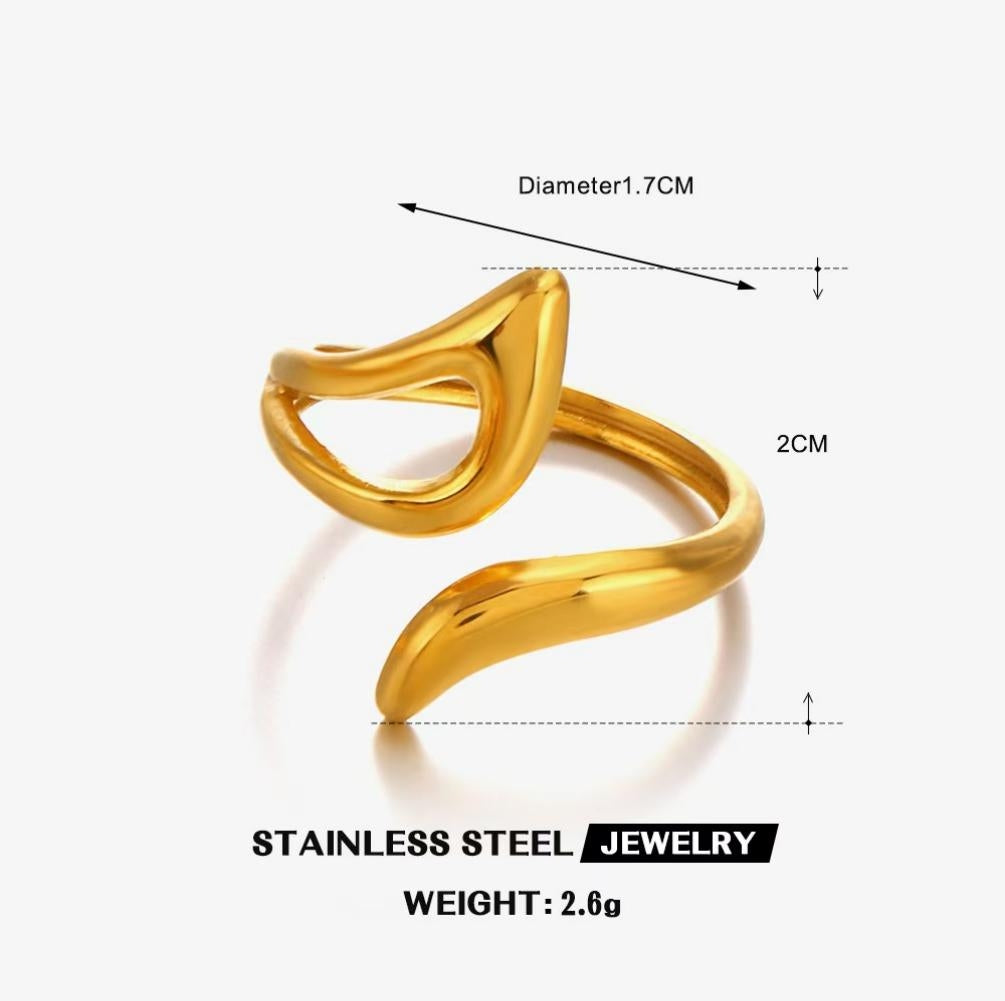 Sculpted Wave Open Wrap Ring — Gold