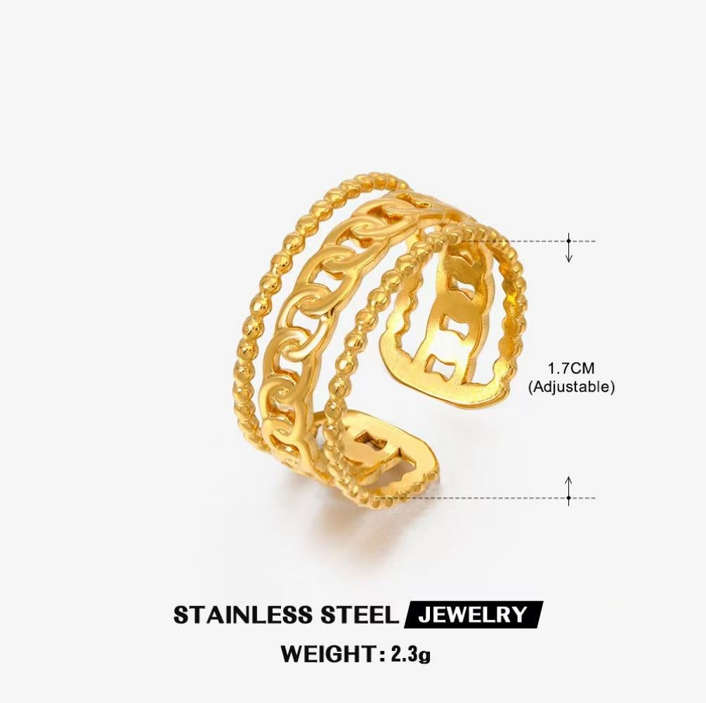 Marquise Pod Cross-Over Bypass Ring — Gold