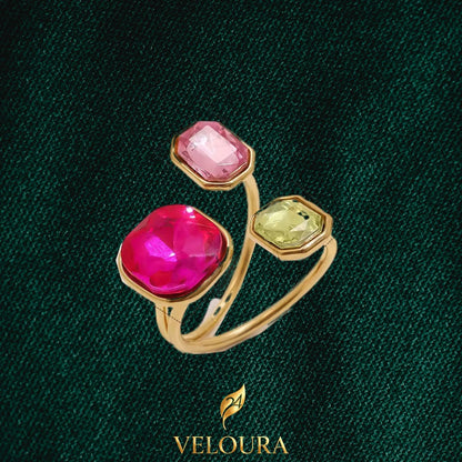 Fuchsia Sorbet Trio Statement Ring — 18K gold PVD plated