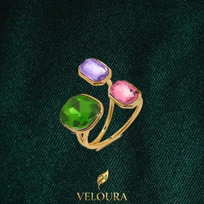 Pastel Bloom Trio Statement Ring — 18K gold PVD plated