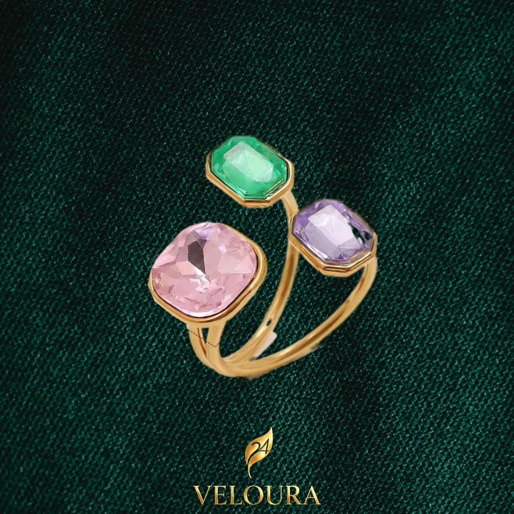 Rosewater Trio Statement Ring — 18K gold PVD plated