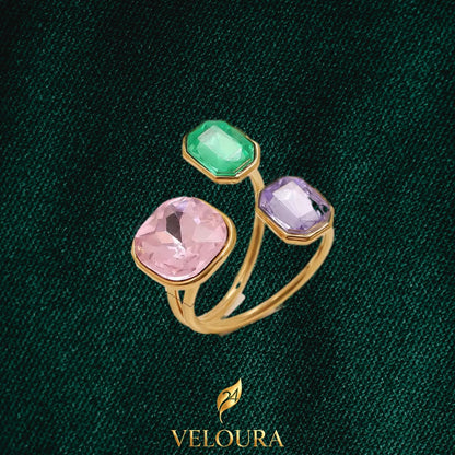 Rosewater Trio Statement Ring — 18K gold PVD plated