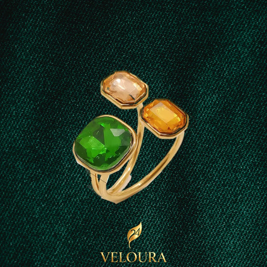 Amber Meadow Trio Statement Ring — 18K gold PVD plated