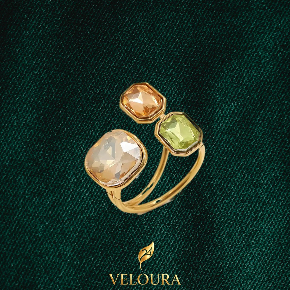 Champagne Glow Trio Statement Ring — 18K gold PVD plated