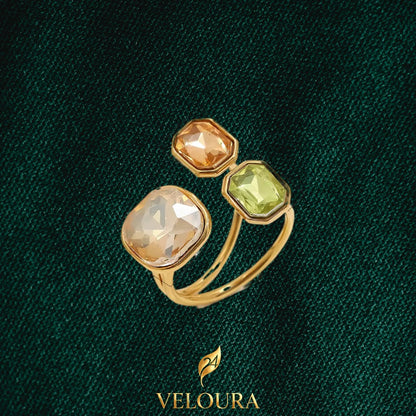Champagne Glow Trio Statement Ring — 18K gold PVD plated