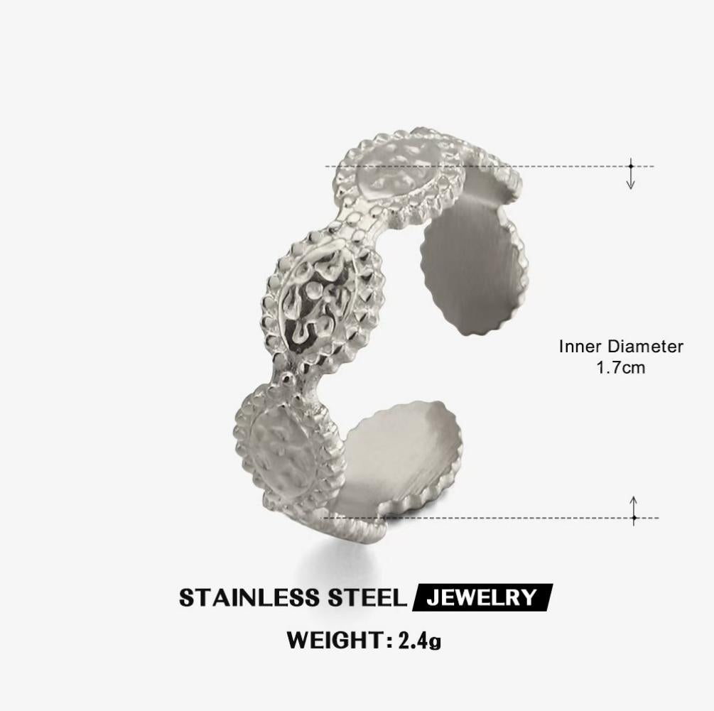 Ornate Medallion Coin Band Ring — Silver