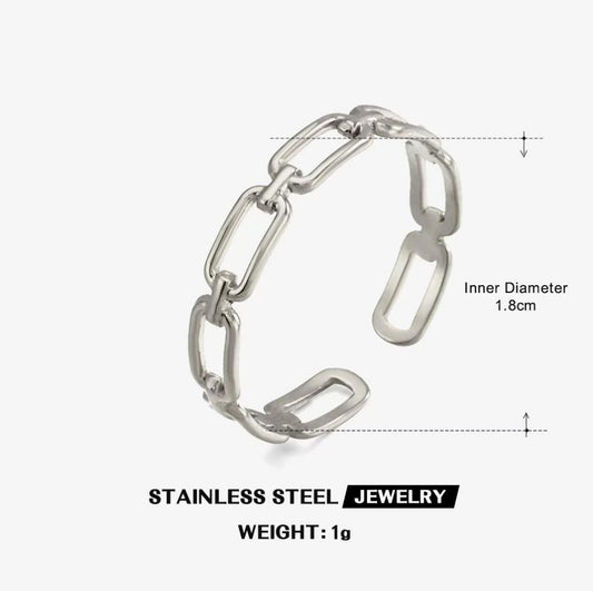 Paperclip Chain Link Ring — Silver