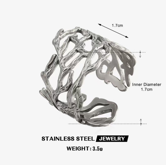 Coral Branch Openwork Ring — Silver