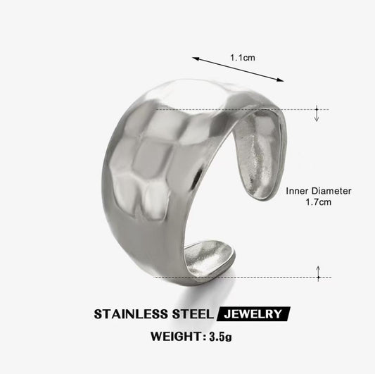 Faceted Hammered Dome Ring — Silver