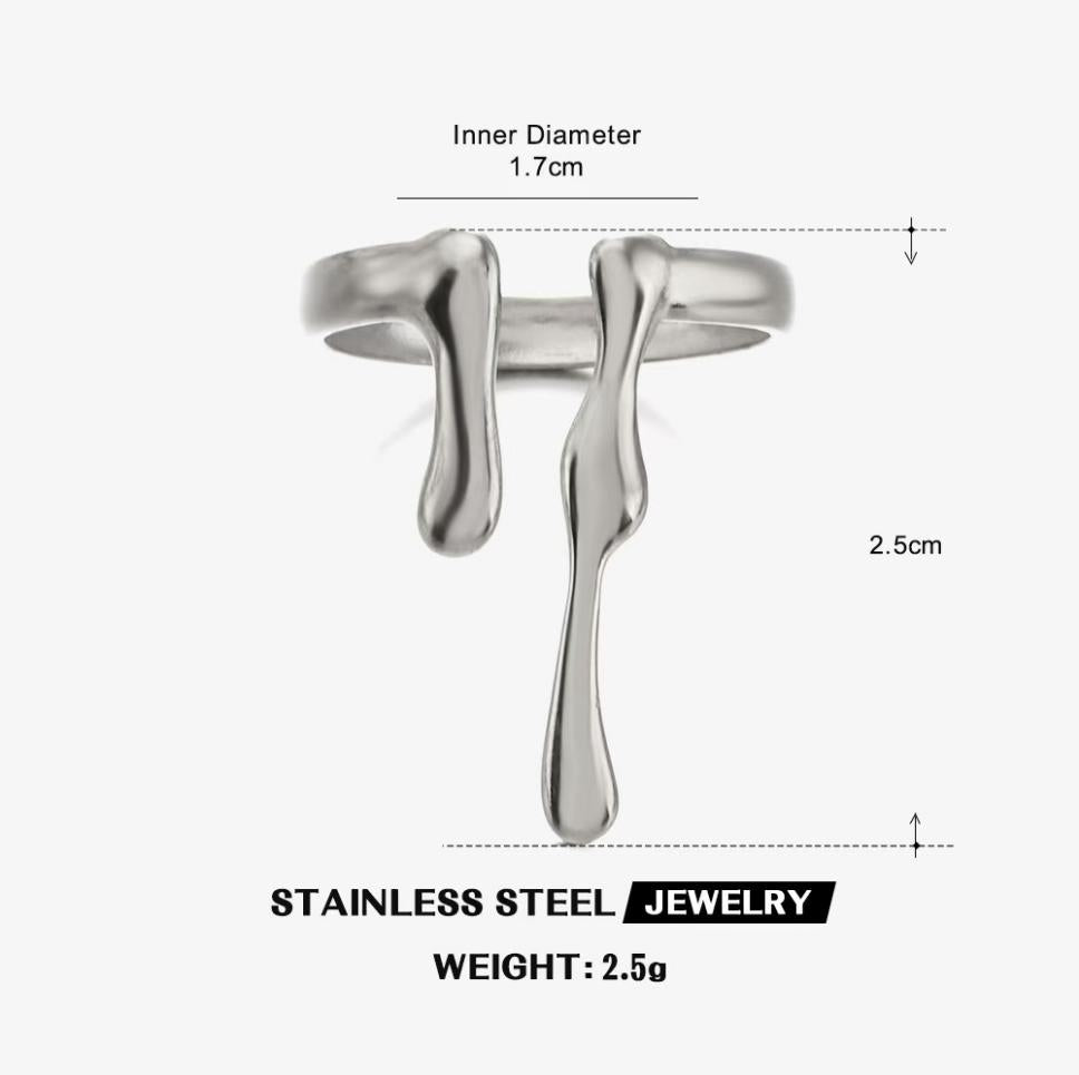 Molten Drip Abstract Ring — Silver