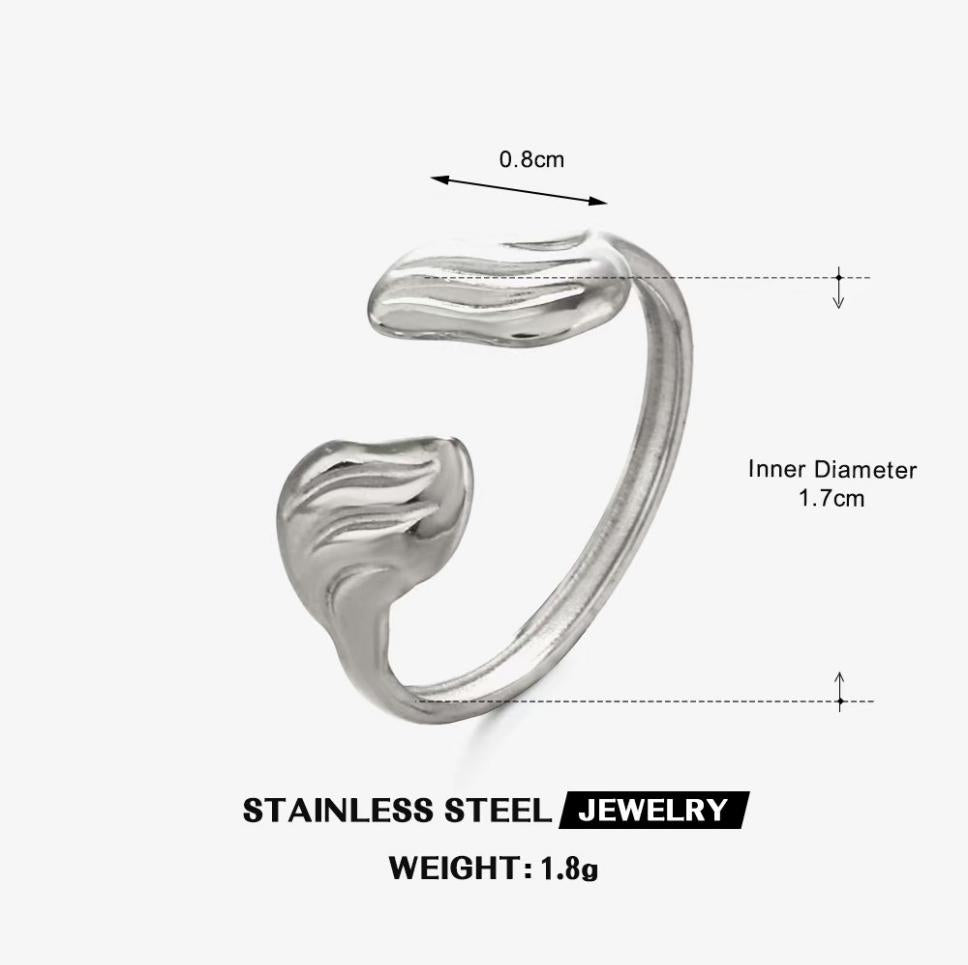 Textured Leaf Bud Wrap Ring — Silver