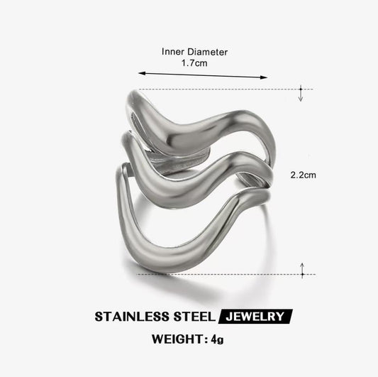 Triple Wave Sculpted Ring — Silver