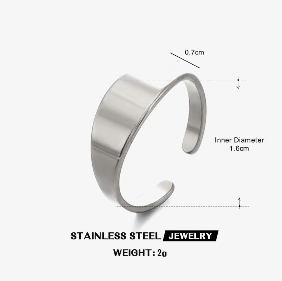 Polished Wide Cigar Band Ring — Silver