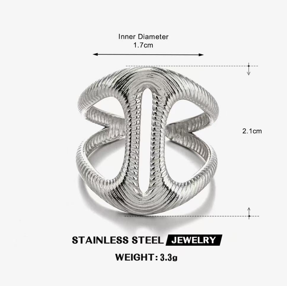 Tribal Cutout Shield Ring — Silver