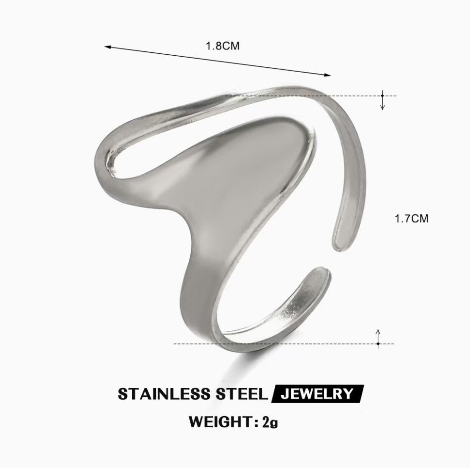 Sculpted Pebble Open Bypass Ring — Silver