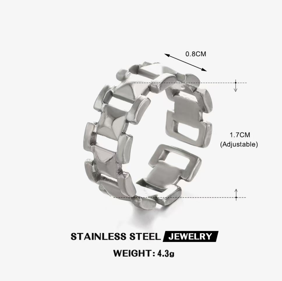 Chain-Link Watchband Ring — Silver