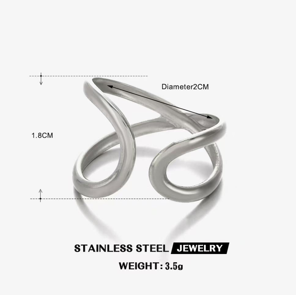 Double-Loop Open Wrap Ring — Silver