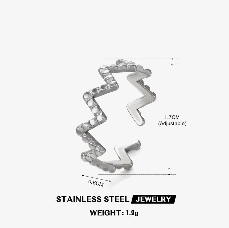 Heartbeat Pulse Wave Ring — Silver