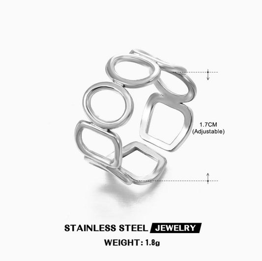 Geometric Cutout Mosaic Ring — Silver