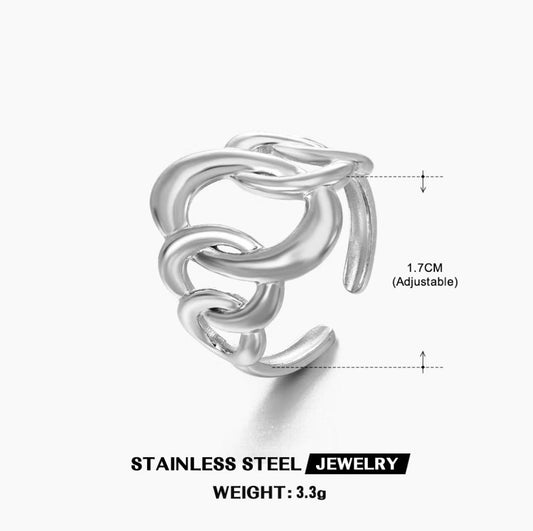Chunky Curb Chain Link Ring — Silver