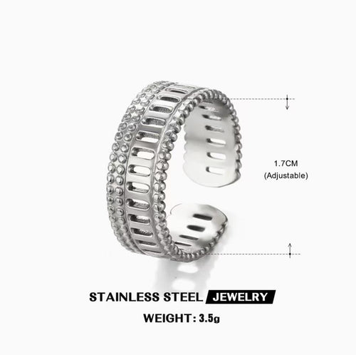 Beaded Ladder Band Ring — Silver