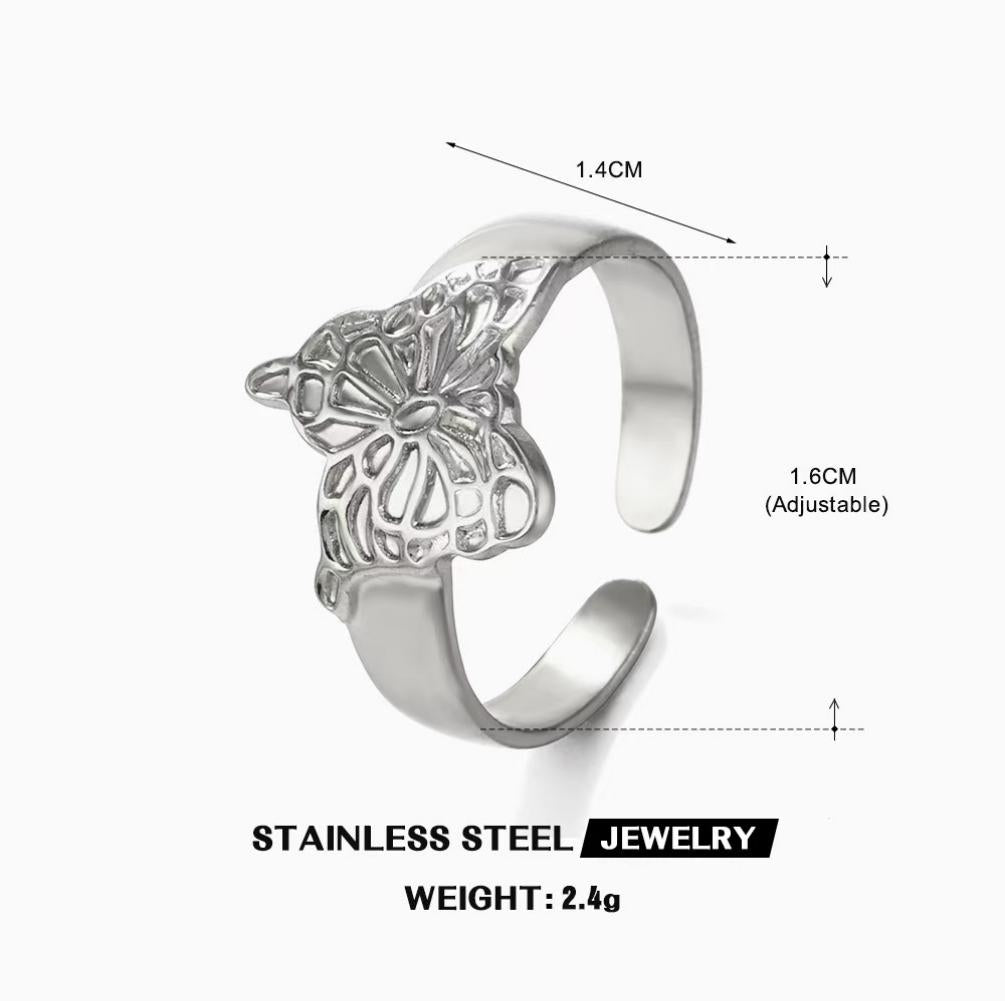 Filigree Butterfly Wing Ring — Silver