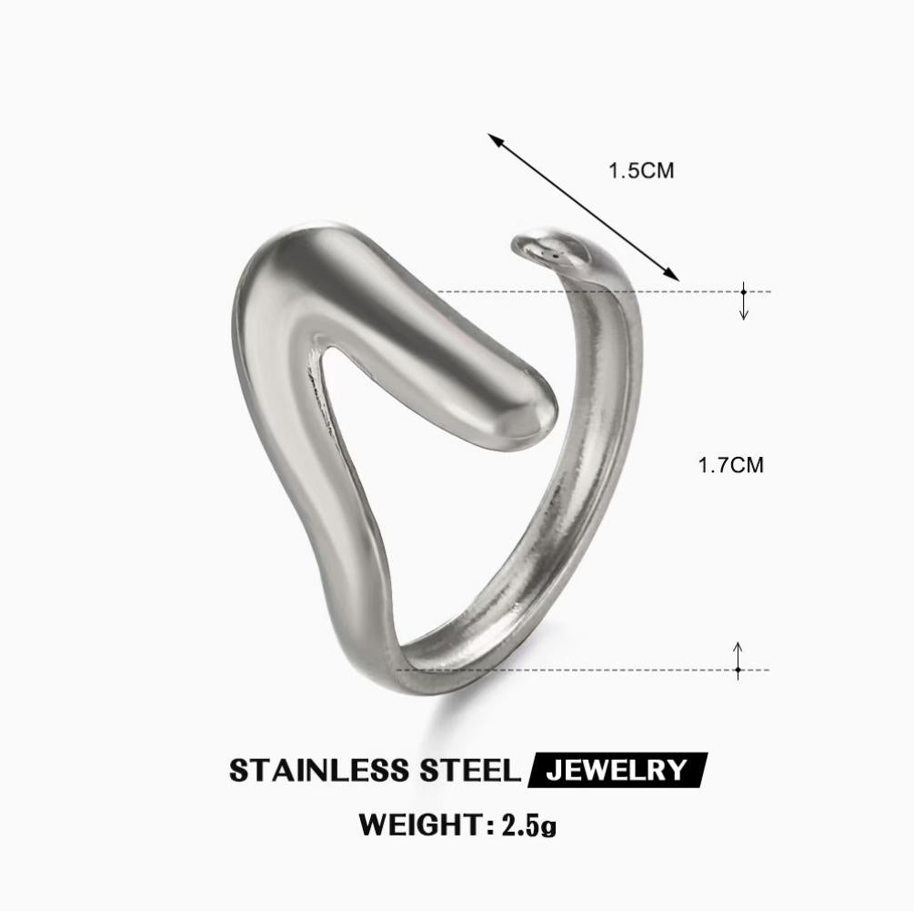 Chunky Liquid Wave Open Ring — Silver