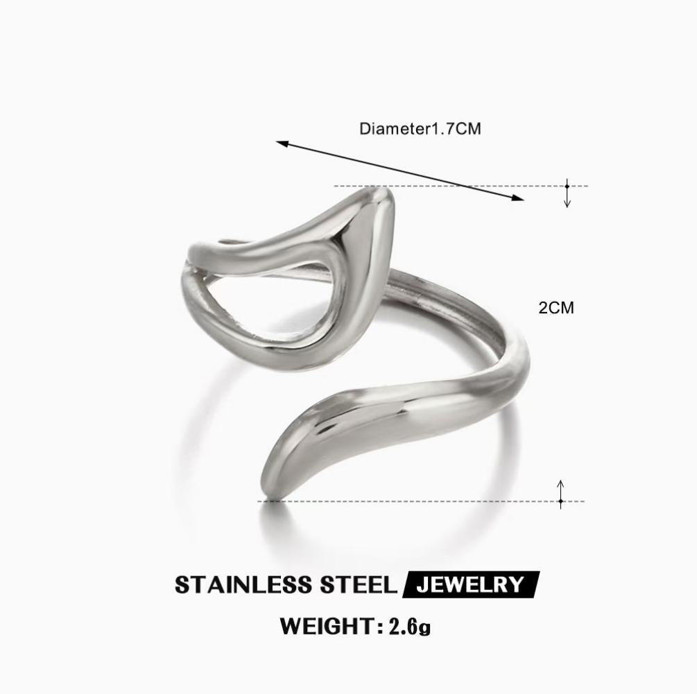 Sculpted Wave Open Wrap Ring — Silver