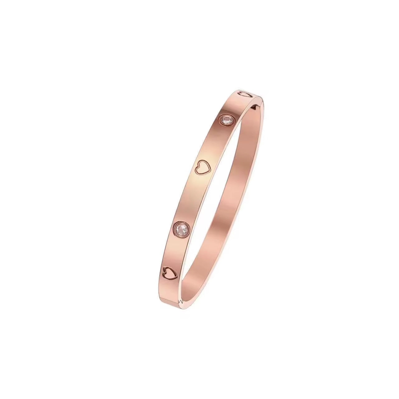 Rose gold heart crystal bangle